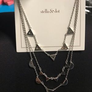 Stella & Dot Pave Chevron Necklace - Silver